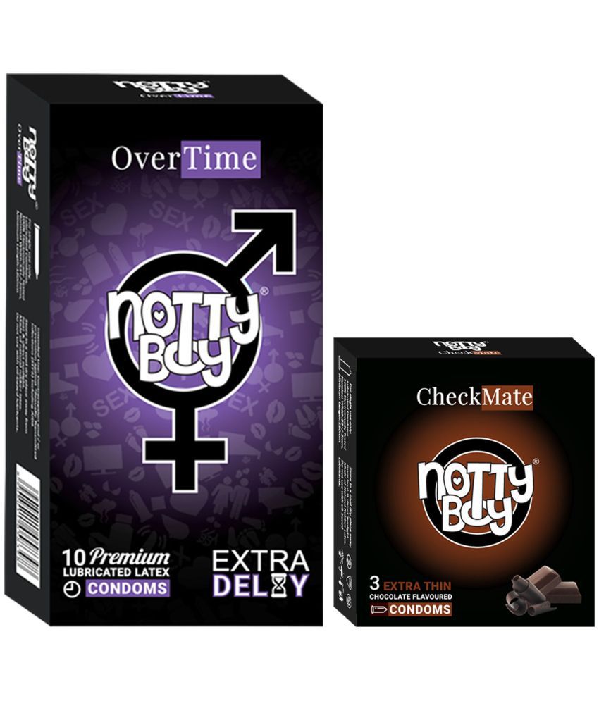     			NottyBoy Over Time Long Last and Chocolate Flavoured Condoms - (Set of 2, 13 Pieces)