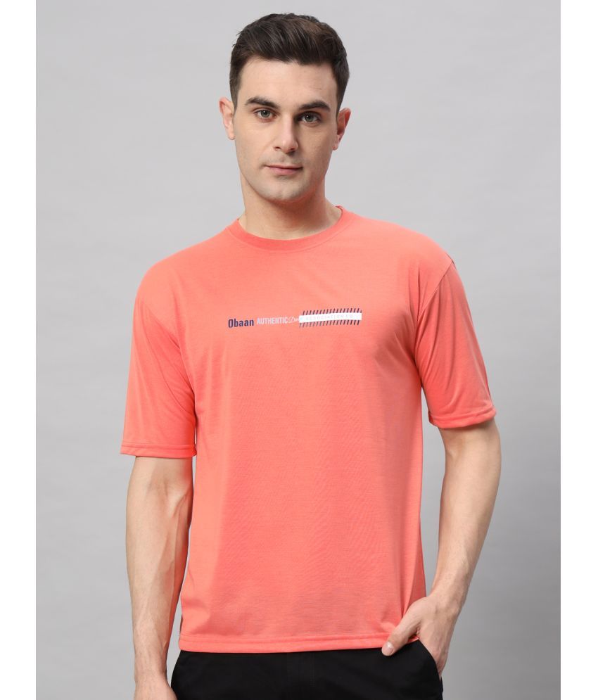     			OBAAN Cotton Blend Regular Fit Printed Half Sleeves Men's T-Shirt - Peach ( Pack of 1 )