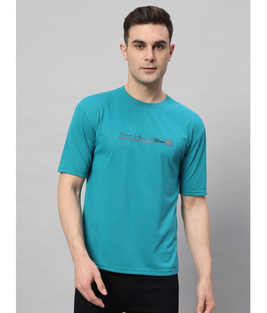     			OBAAN Cotton Blend Regular Fit Printed Half Sleeves Men's T-Shirt - Teal ( Pack of 1 )
