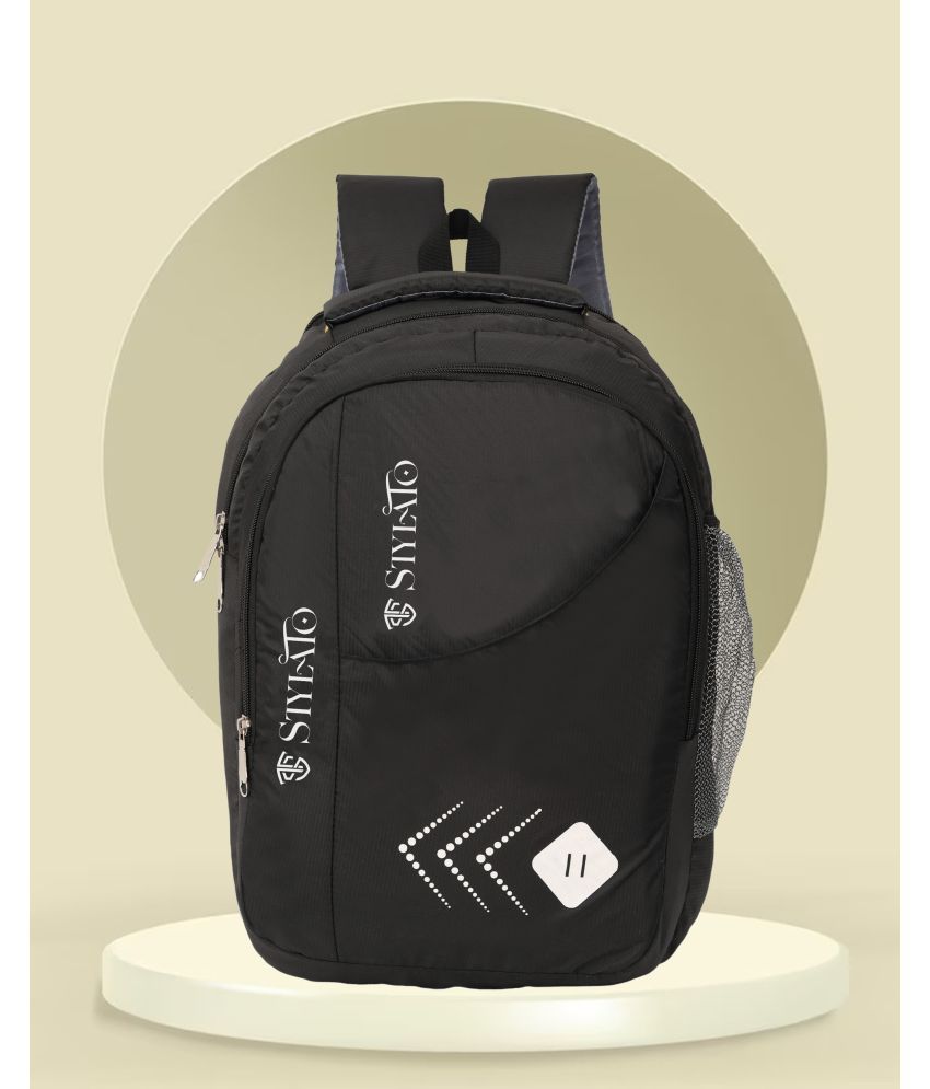     			STYLATO Black Polyester Backpack ( 45 Ltrs )