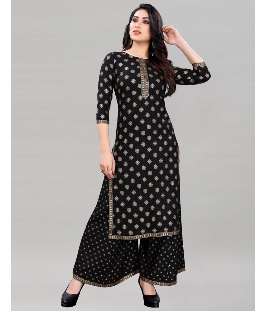     			Skylee Rayon Printed Straight Women's Kurti - Black ( Pack of 1 )