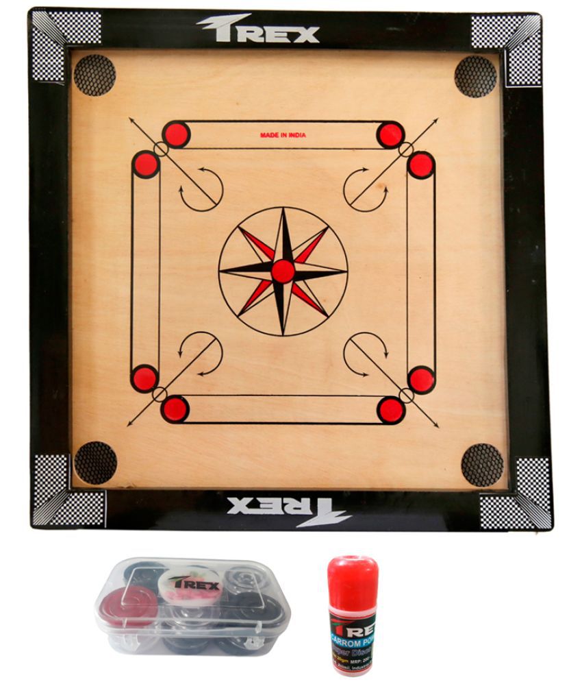     			TREX 20 INCHES WOODEN CARROM BOARD WITH 24 CRYSTAL COINS,1 STRICKER,1 POWDER