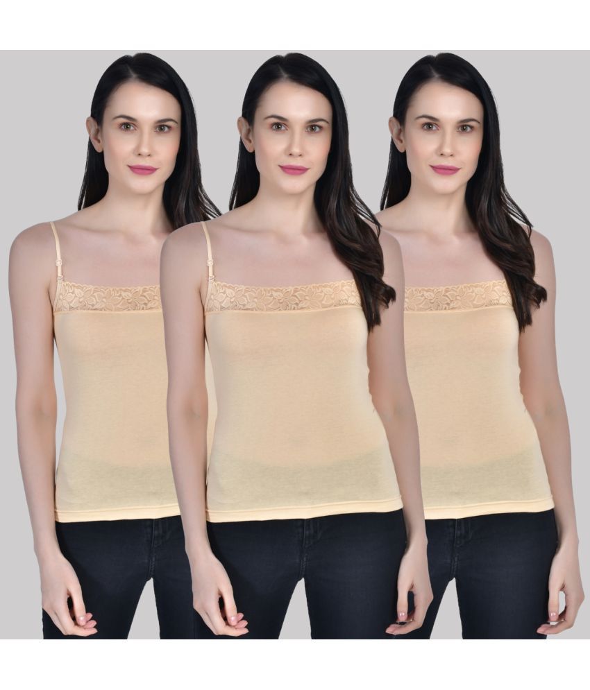     			AIMLY Adjustable Strap  Cotton Slip - Beige Pack of 3