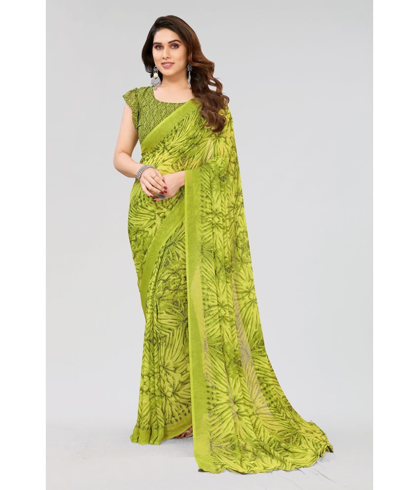     			ANAND SAREES Georgette Printed Saree With Blouse Piece - Green ( Pack of 1 )