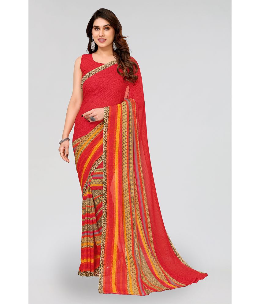     			ANAND SAREES Georgette Printed Saree With Blouse Piece - Red ( Pack of 1 )
