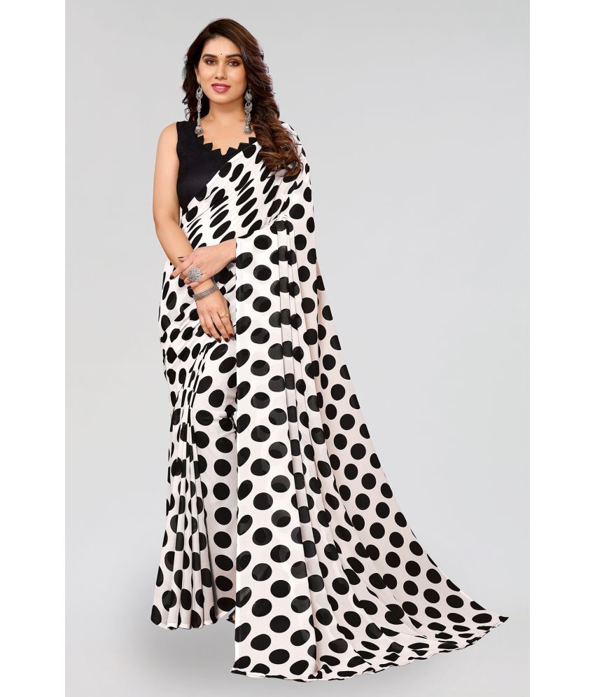     			ANAND SAREES Georgette Printed Saree With Blouse Piece - Black ( Pack of 1 )