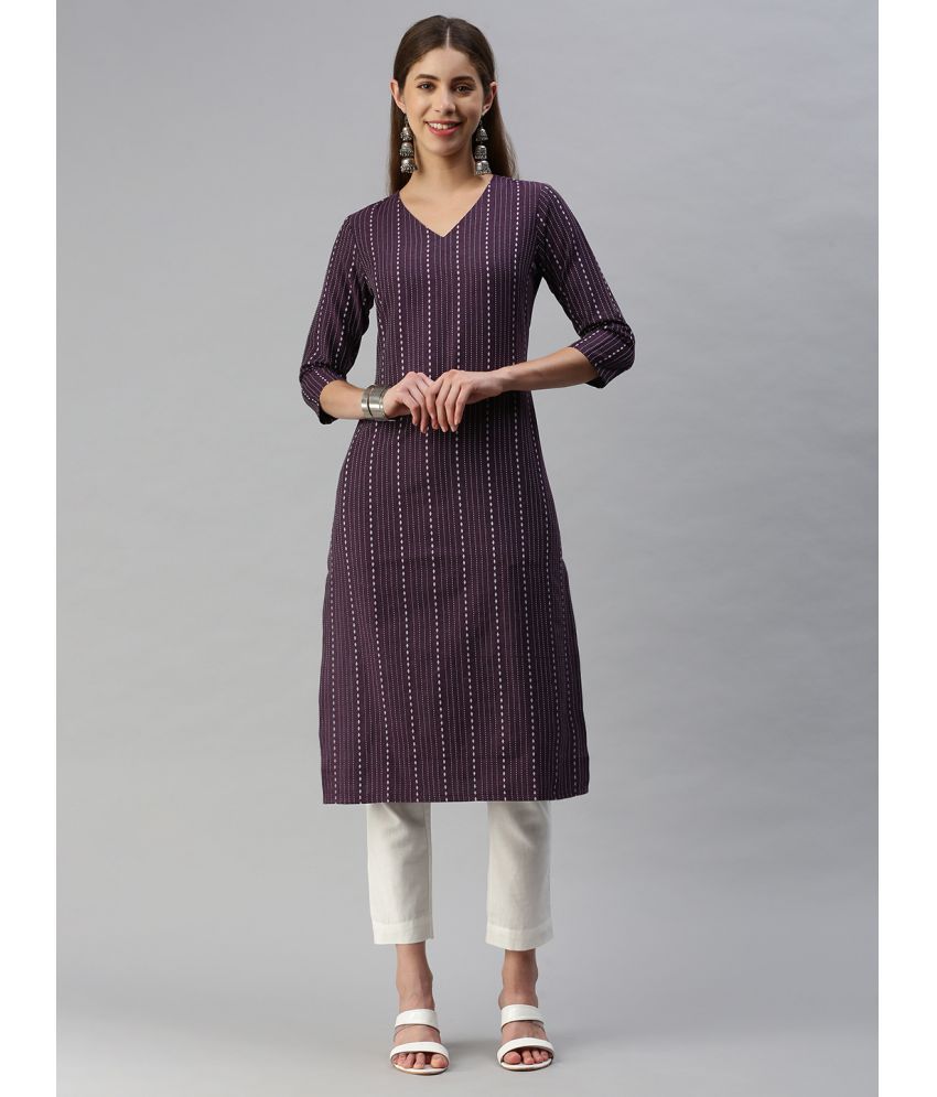     			Aarrah Cotton Printed Straight Women's Kurti - Purple ( Pack of 1 )