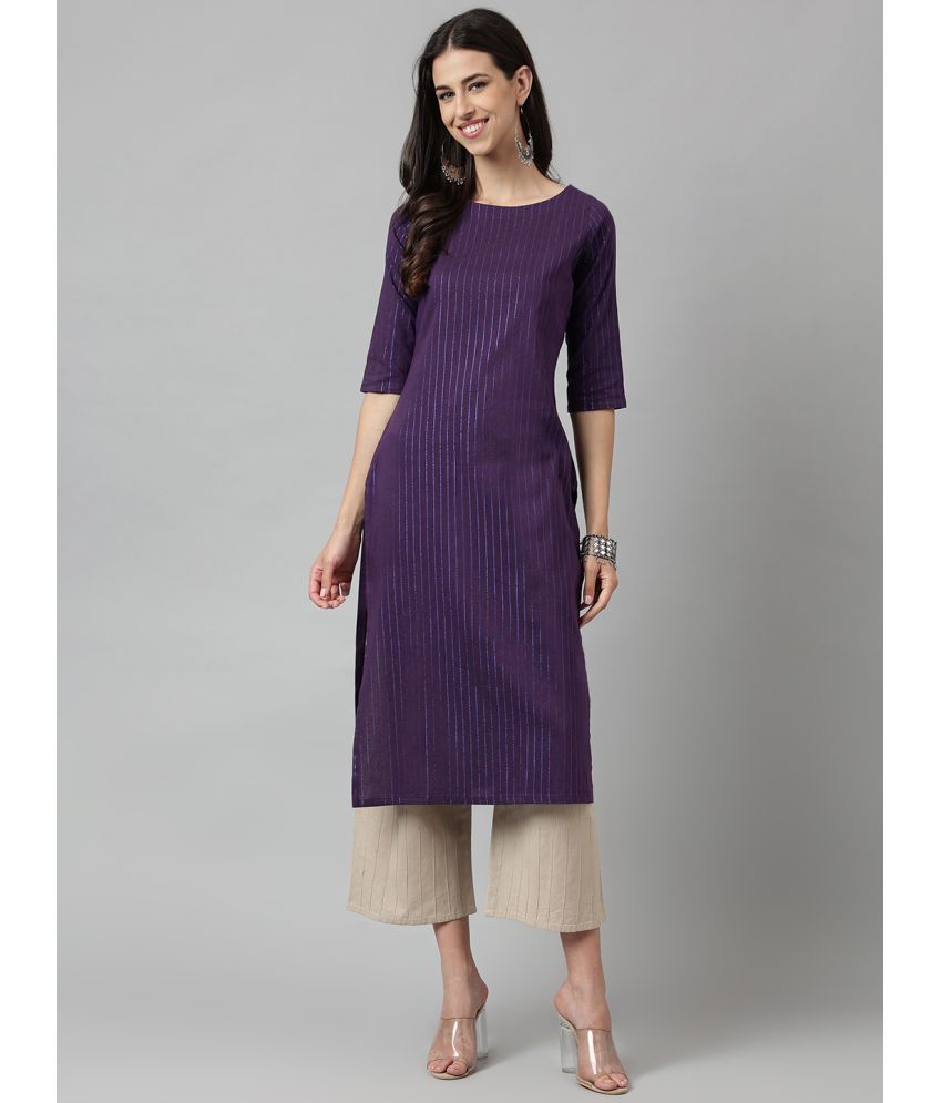     			Aarrah Cotton Printed Straight Women's Kurti - Purple ( Pack of 1 )