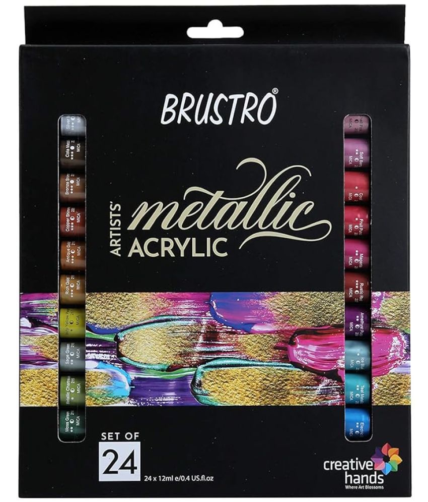     			Brustro Artists Metallic Acrylic Set of 24x12ml
