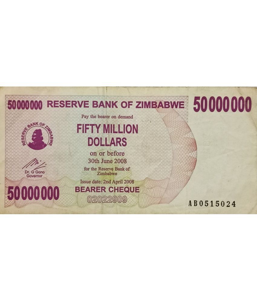     			Extremely Rare Zimbabwe 50000000 Fifty Million Dollars......Hard to Find