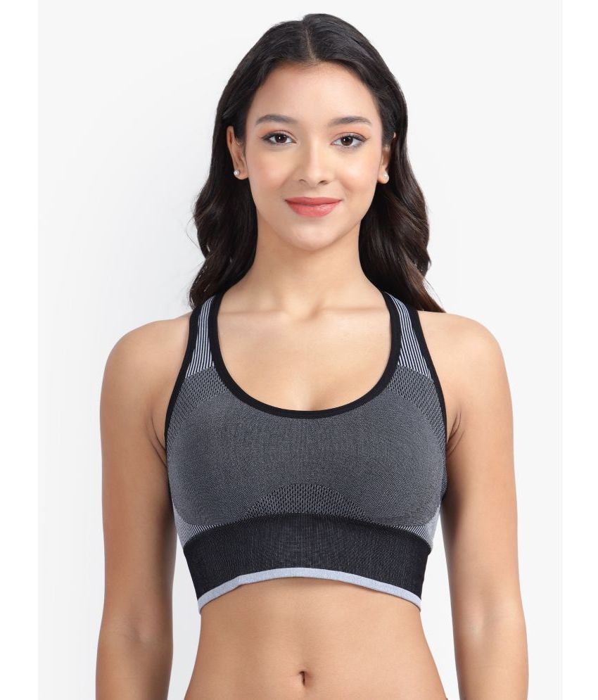     			PARKHA Charcoal Polyester Heavily Padded Women's Sports Bra ( Pack of 1 )