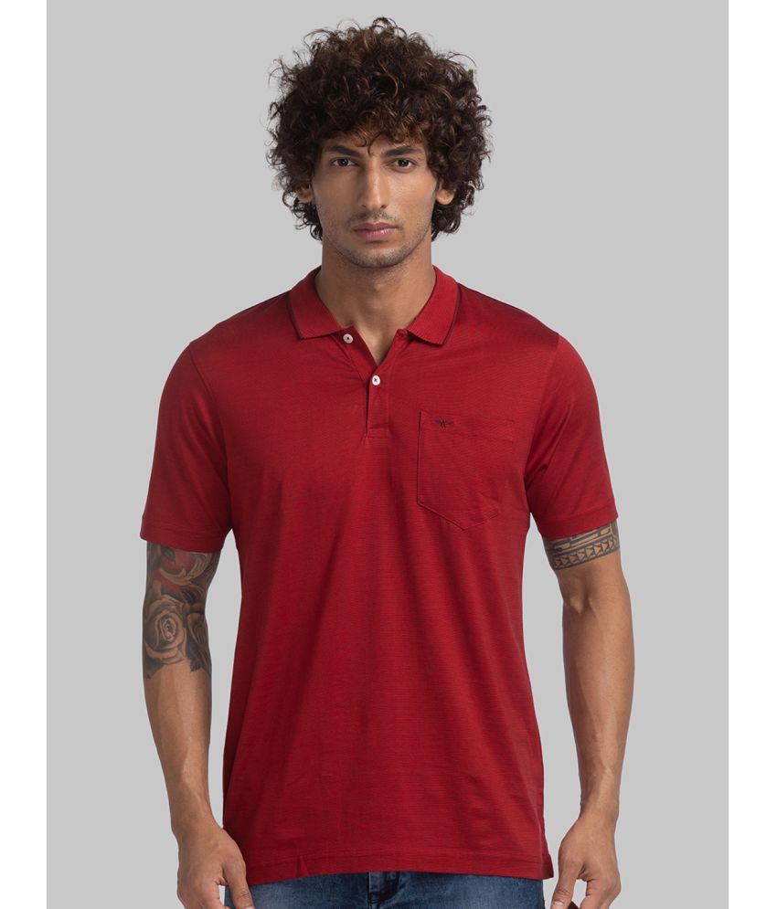     			Park Avenue Cotton Blend Slim Fit Self Design Half Sleeves Men's Polo T Shirt - Red ( Pack of 1 )
