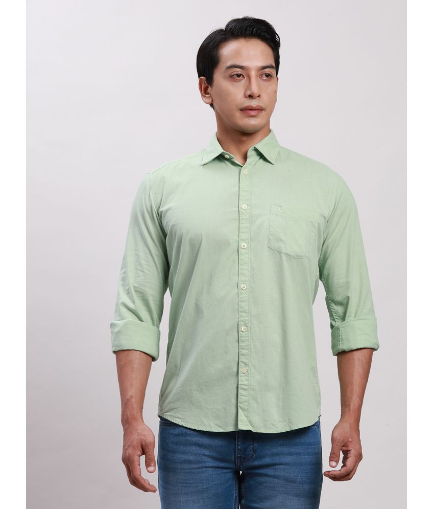     			Parx Cotton Blend Slim Fit Solids Full Sleeves Men's Casual Shirt - Green ( Pack of 1 )