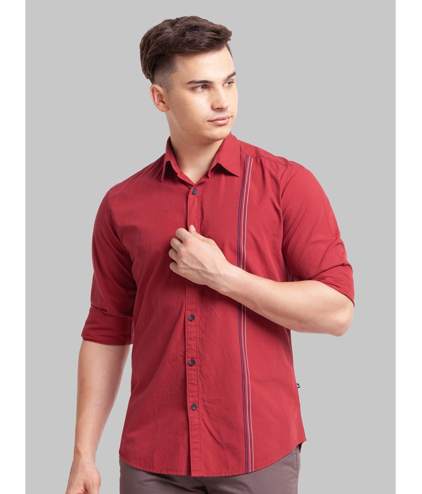     			Parx Cotton Blend Slim Fit Striped Full Sleeves Men's Casual Shirt - Red ( Pack of 1 )
