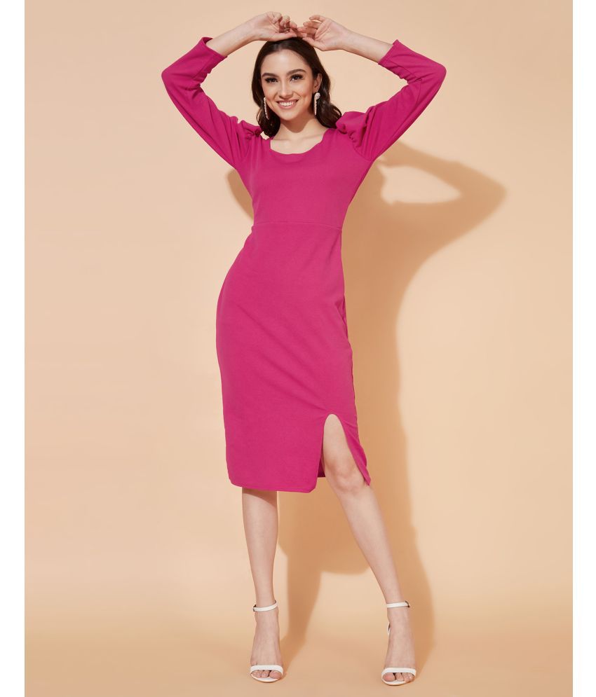     			Selvia Lycra Solid Knee Length Women's Bodycon Dress - Pink ( Pack of 1 )