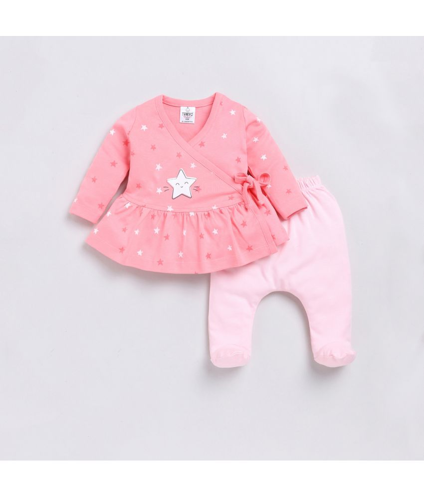     			TINYO Pink Cotton Unisex Top & Trouser ( Pack of 1 )