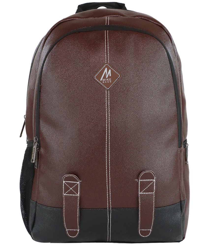     			mikebags 20 Ltrs Brown Leather College Bag
