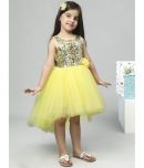 Toy Balloon Kids Net Asymmetric Dress For Girls ( Pack of 1 , Yellow )