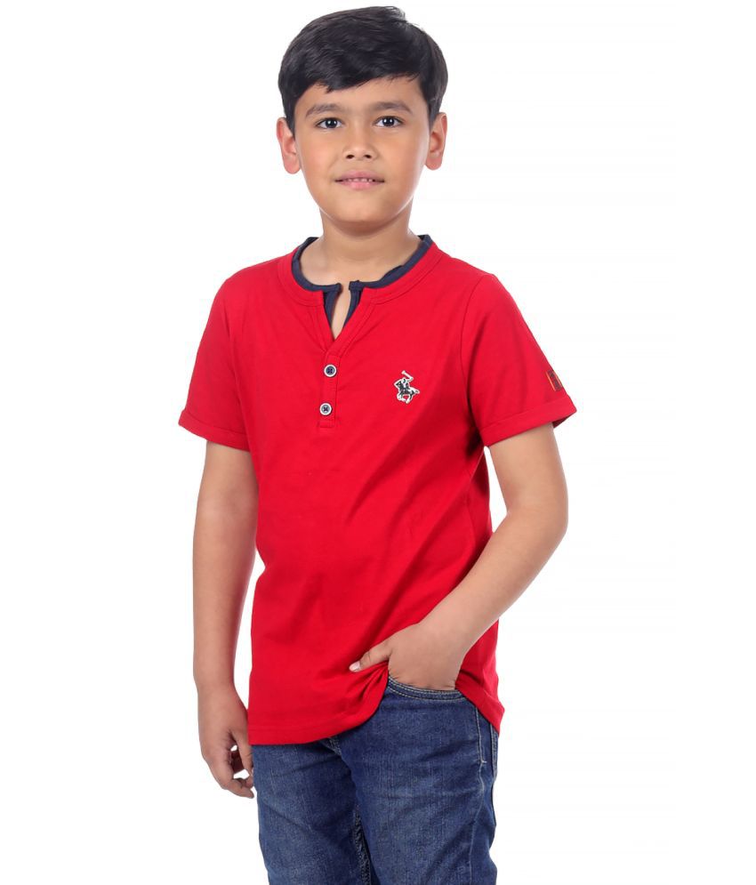     			3PIN Red Cotton Boy's T-Shirt ( Pack of 1 )