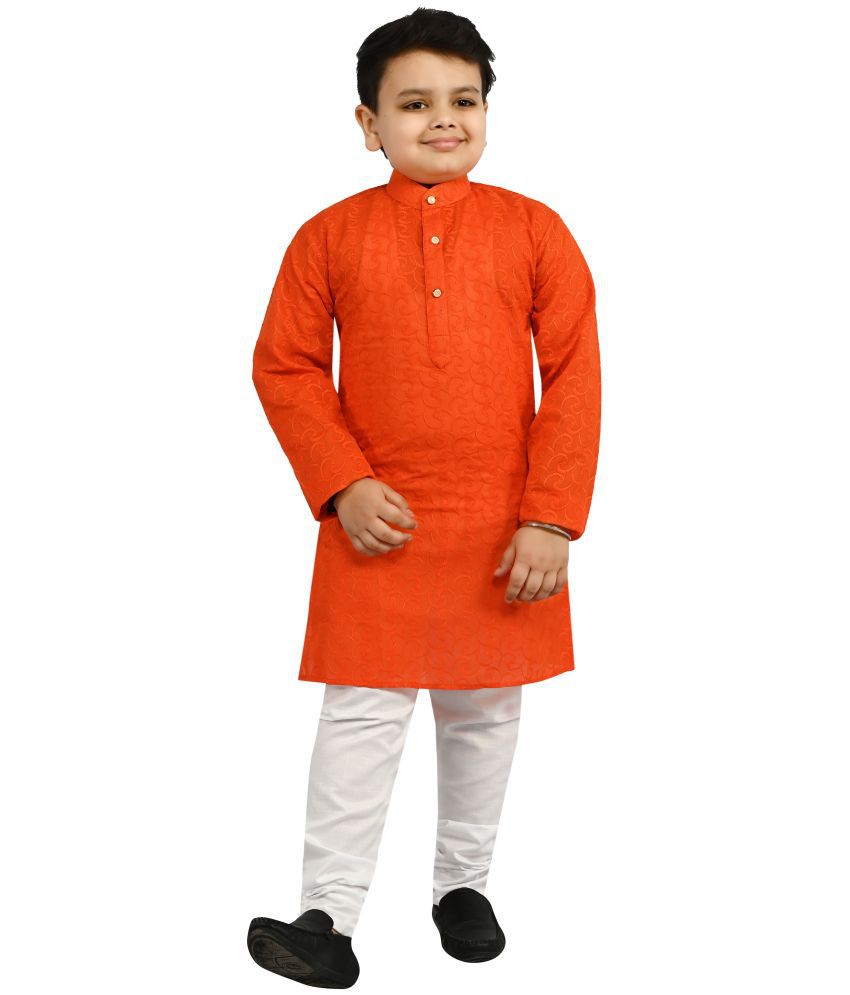     			Arshia Fashions Orange Cotton Blend Boys Kurta Sets ( Pack of 1 )