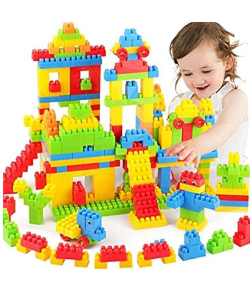     			Building Blocks for Kids Educational and Learning Puzzle Games for Kids Girls & Boys Preschool Children -60 Pcs Pouch, Multi color