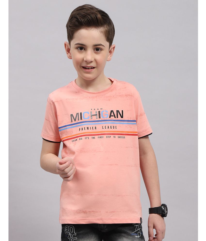     			Monte Carlo Peach Cotton Boy's T-Shirt ( Pack of 1 )