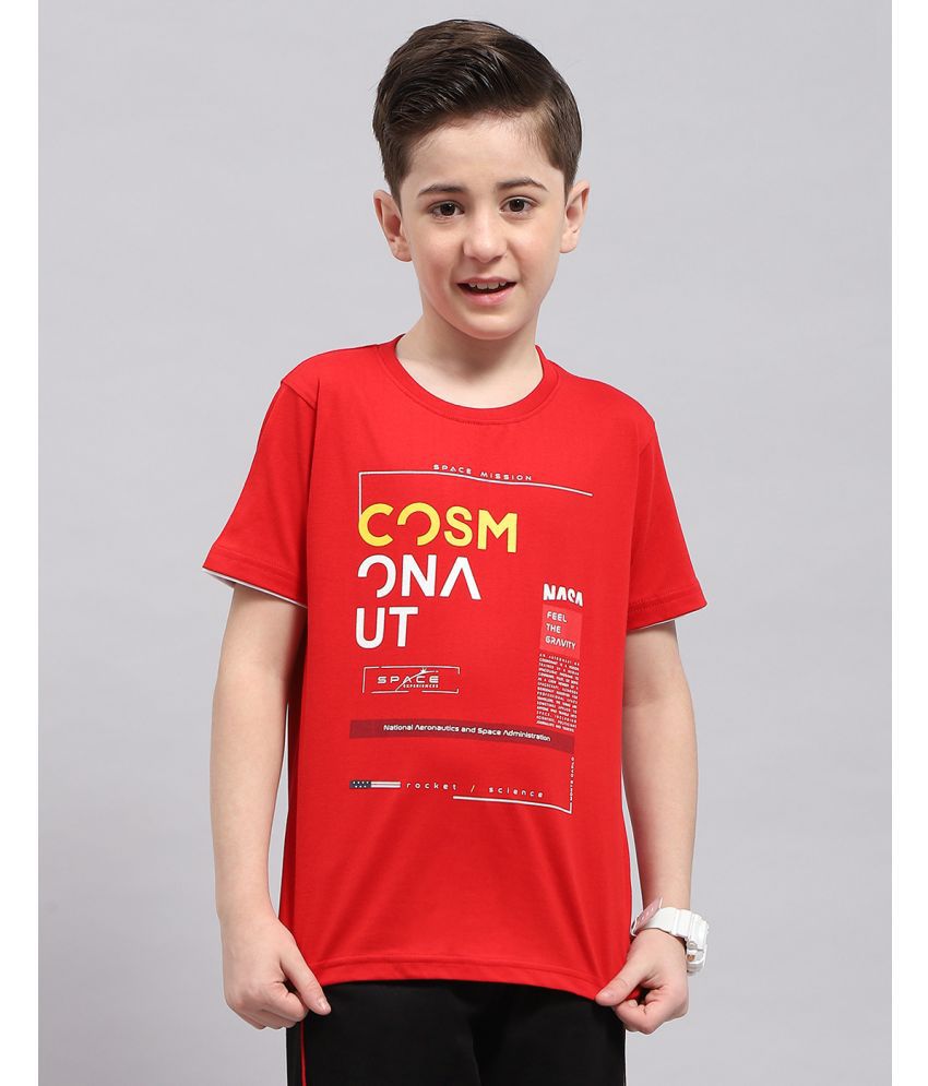     			Monte Carlo Red Cotton Boy's T-Shirt ( Pack of 1 )