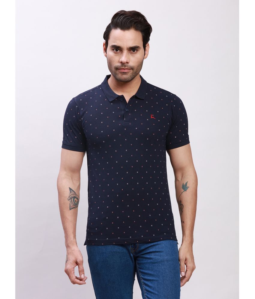     			Parx Cotton Regular Fit Printed Half Sleeves Men's T-Shirt - Navy ( Pack of 1 )