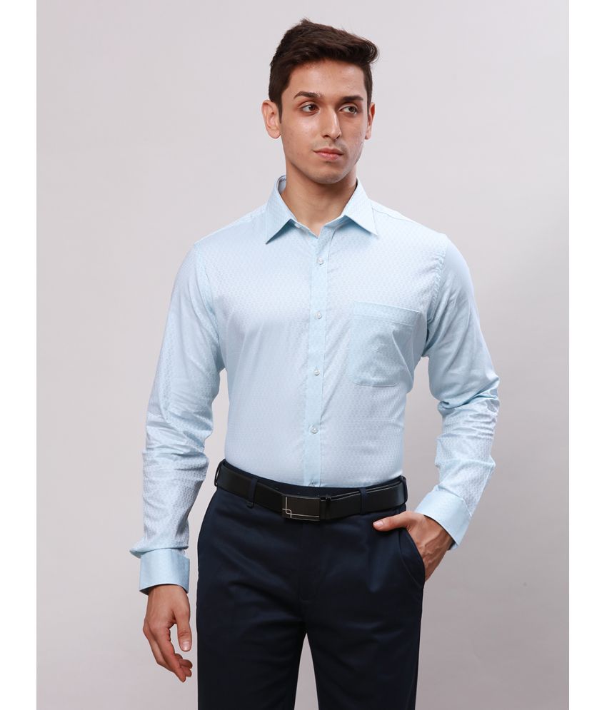     			Raymond 100% Cotton Slim Fit Self Design Full Sleeves Men's Formal Shirt - Blue ( Pack of 1 )