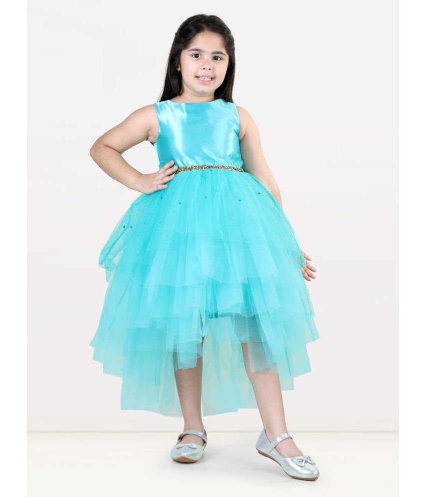     			Toy Balloon Kids Sky Blue Net Girls Asymmetric Dress ( Pack of 1 )