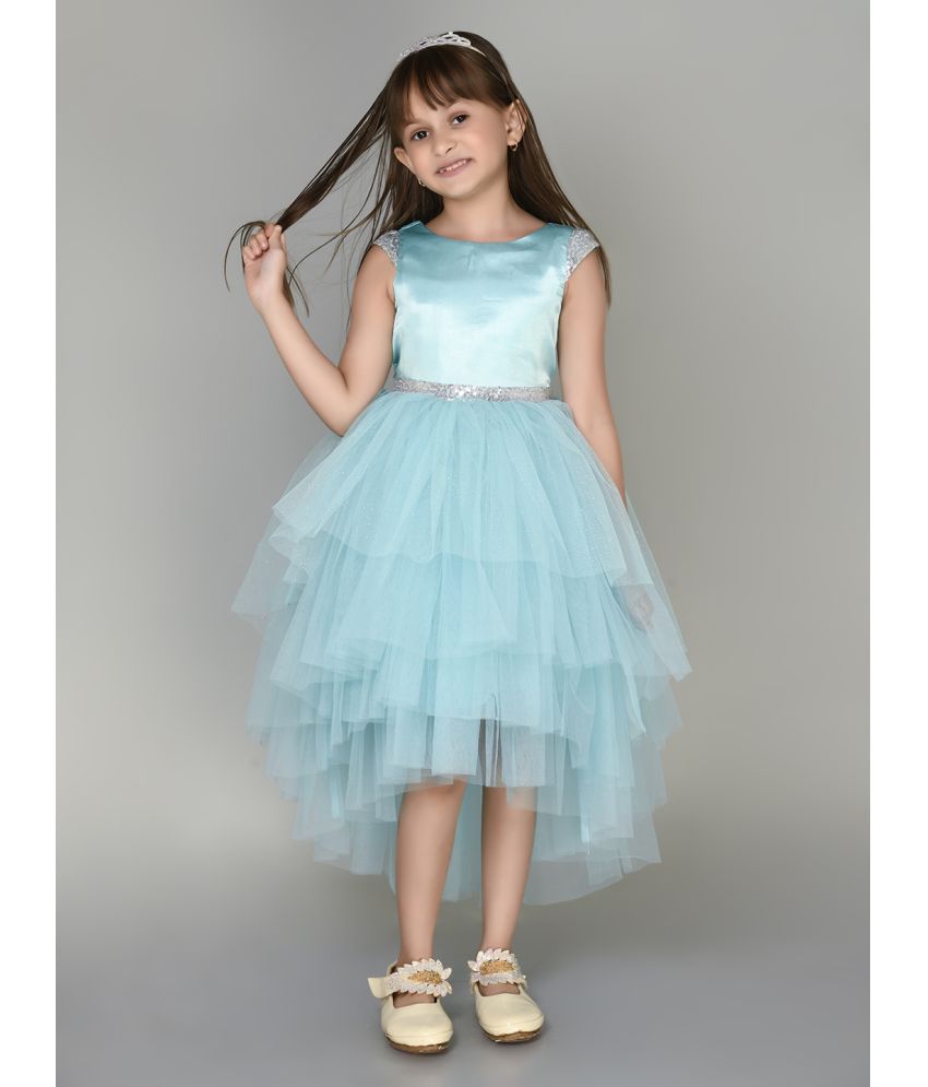     			Toy Balloon Kids Sky Blue Net Girls Asymmetric Dress ( Pack of 1 )