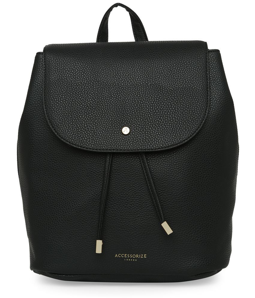     			Accessorize London Black PU Backpack