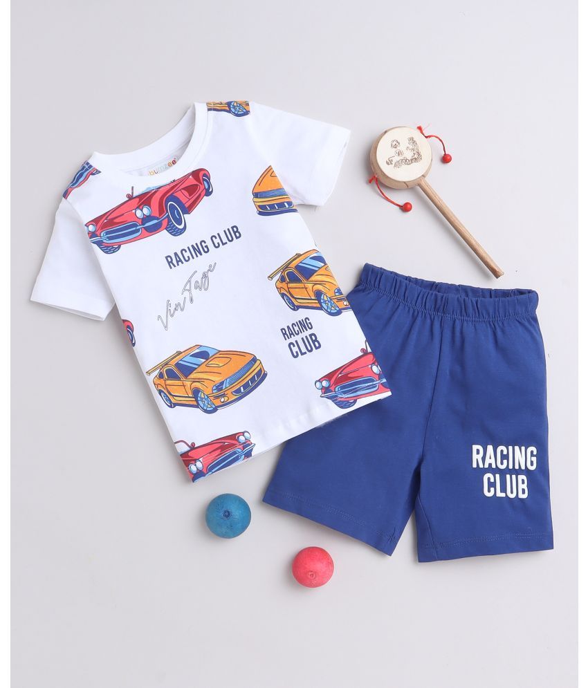     			BUMZEE Navy & White Boys Half Sleeves T-Shirt & Short Set Age - 3-4 Years