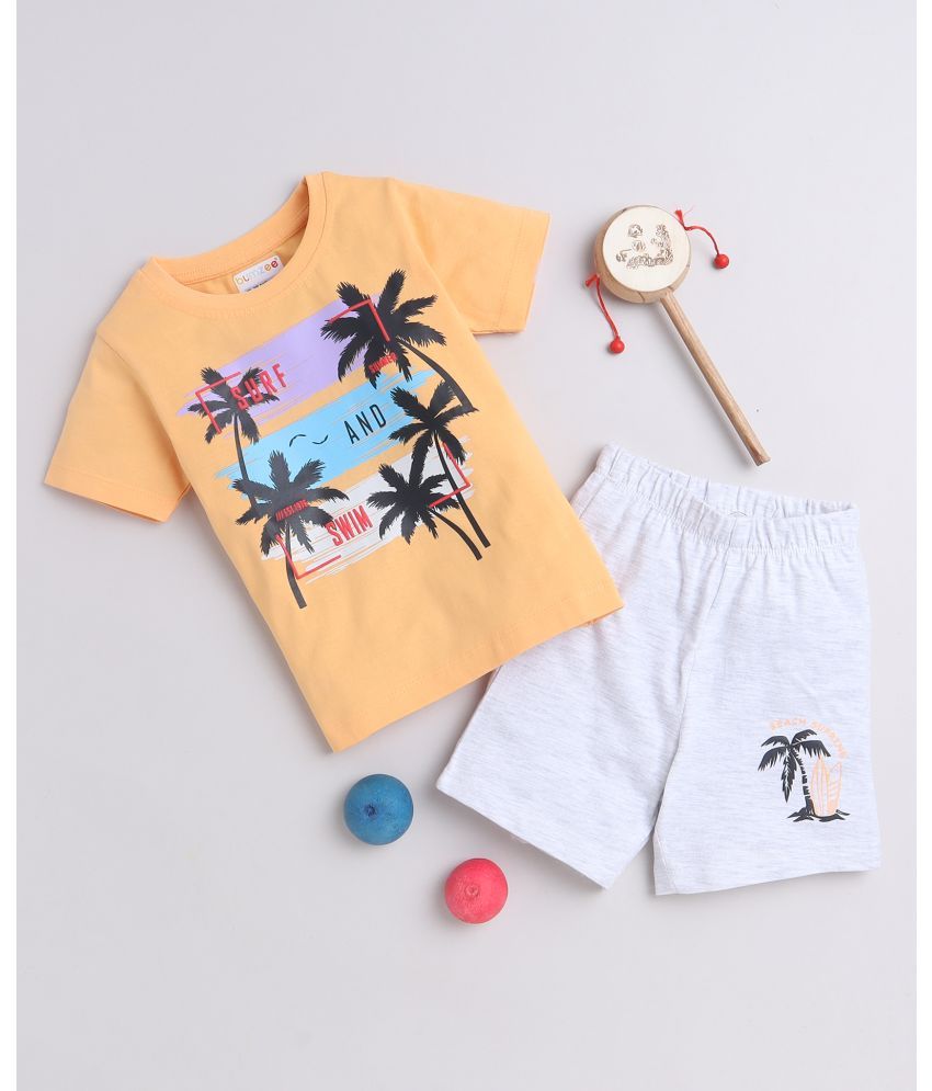     			BUMZEE Single Baby Boys 100% Cotton Tshirt & Short set ( Orange )