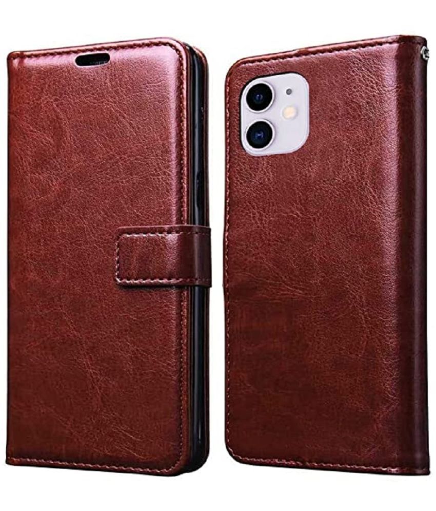     			ClickAway Brown Flip Cover Leather Compatible For Apple iPhone 12 Mini ( Pack of 1 )
