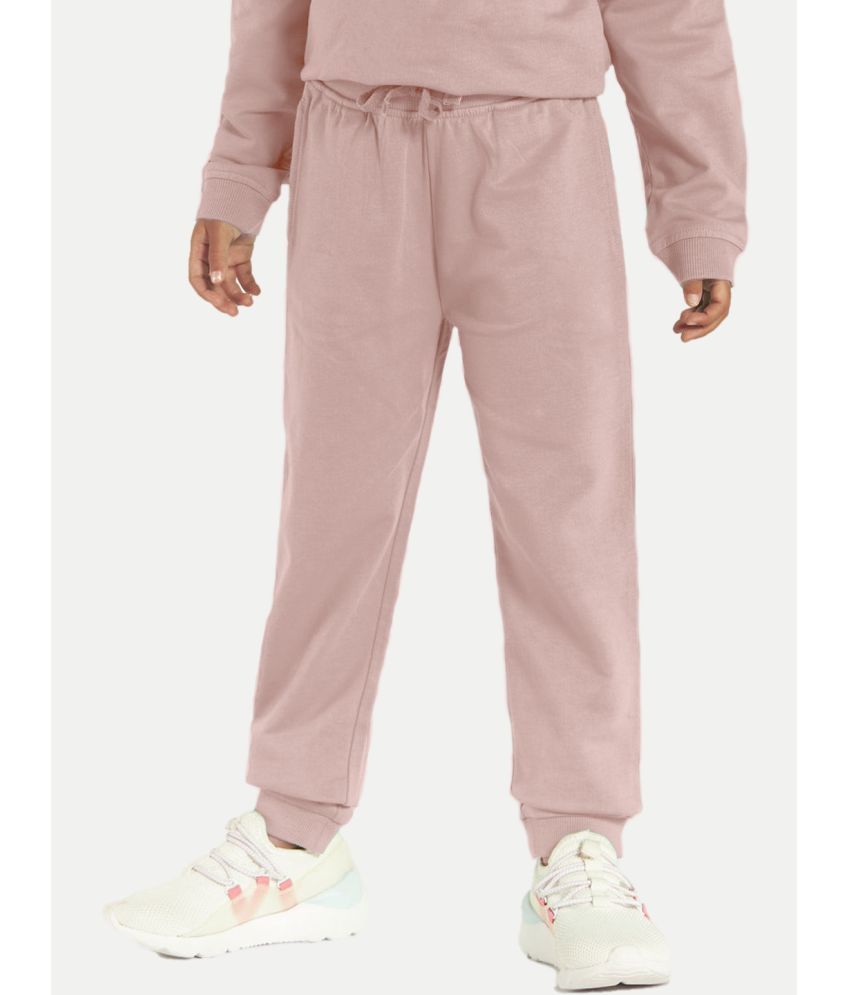     			Girls Baby Pink Solid Jogger