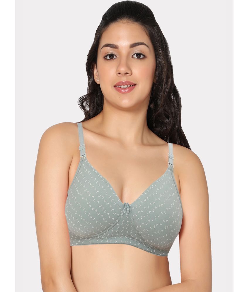     			IN CARE LINGERIE Polyester Women's Push Up Bra ( Green ) ICPD-PRINT_ASRTD (B) in Green Color Full Coverage,Push-up Bra and Non-Wired seamless cups