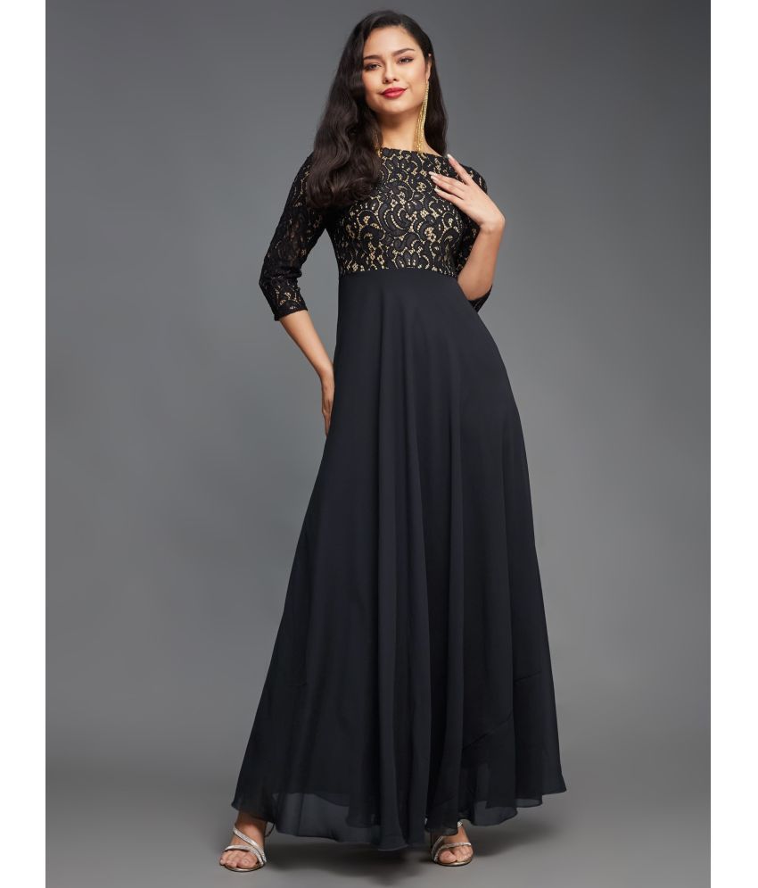     			Miss Chase Georgette Embellished Full Length Women's Gown - Black ( Pack of 1 )