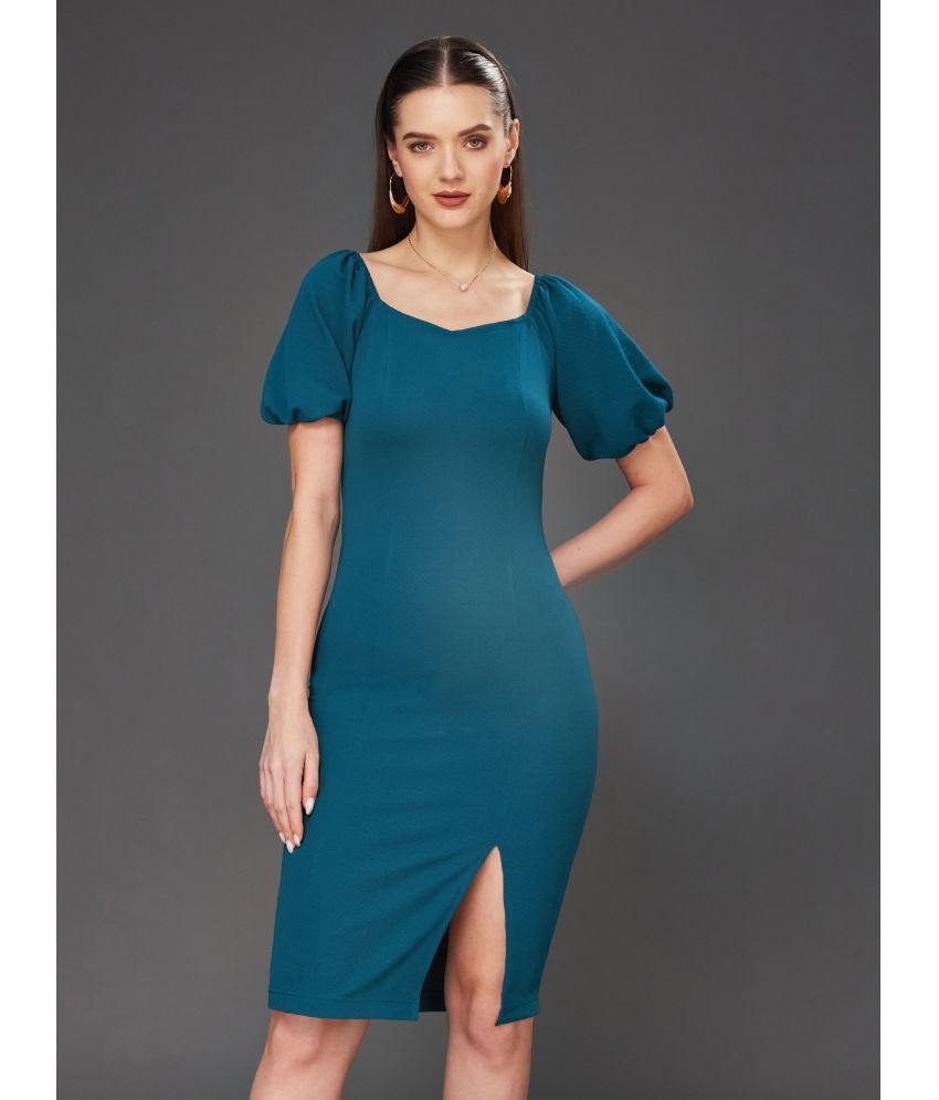     			Miss Chase Polyester Solid Above Knee Women's Bodycon Dress - Teal ( Pack of 1 )