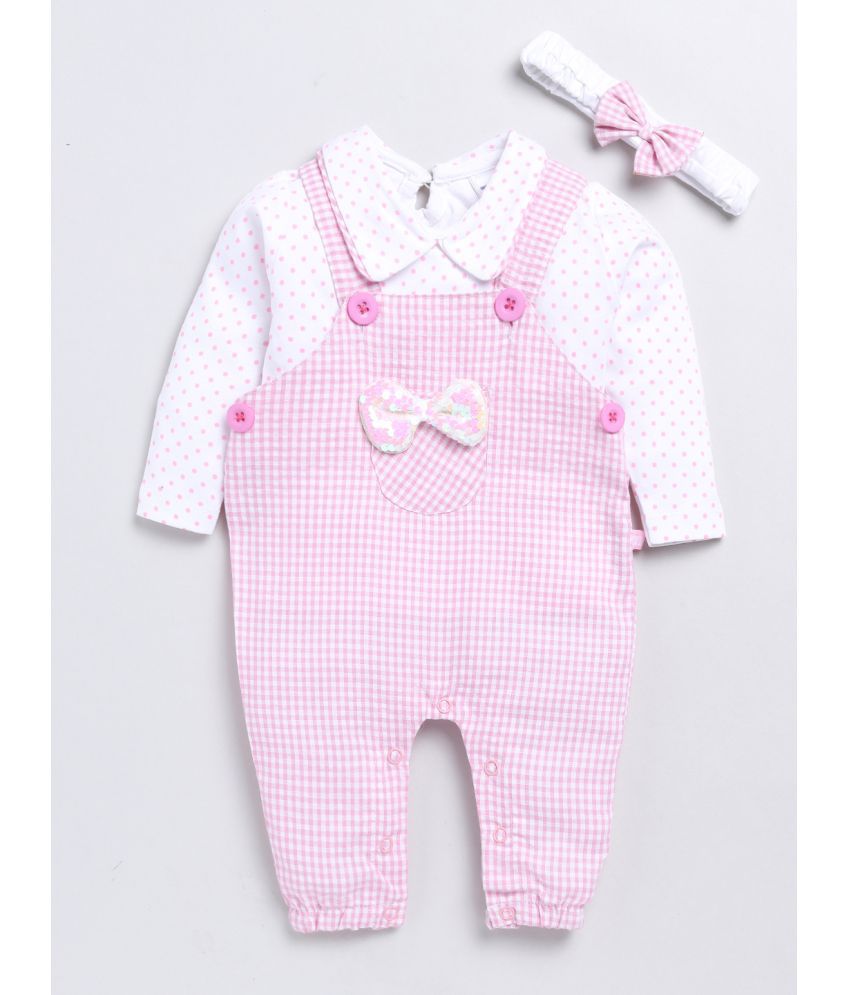     			Mom's Love Pink Cotton Dungarees For Baby Girl ( Pack of 1 )
