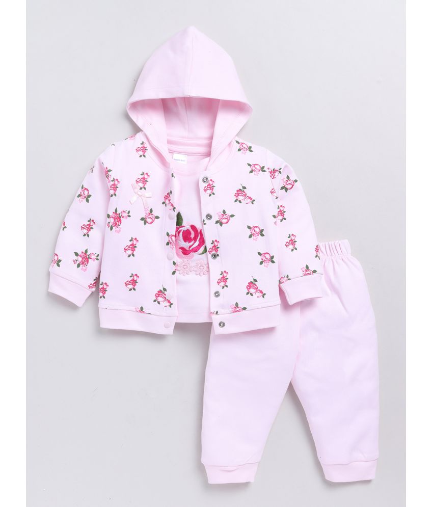     			Mom's Love Pink Cotton Baby Girl Sweatshirt & Jogger Set ( Pack of 1 )