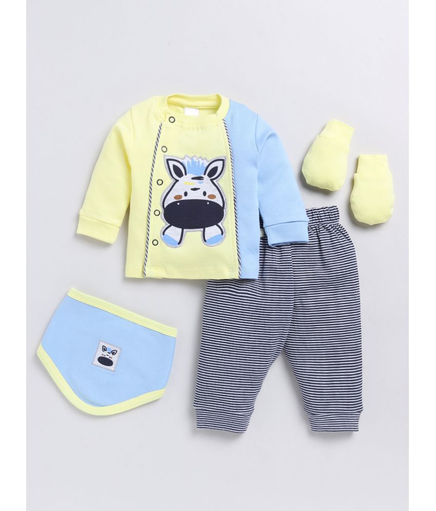     			Mom's Love Yellow Cotton Baby Boy Sweatshirt & Jogger Set ( Pack of 1 )