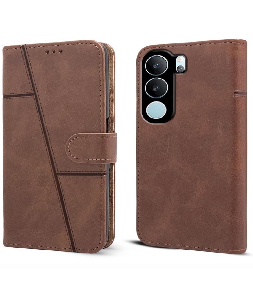     			NBOX Brown Flip Cover Artificial Leather Compatible For Vivo V29 5G ( Pack of 1 )