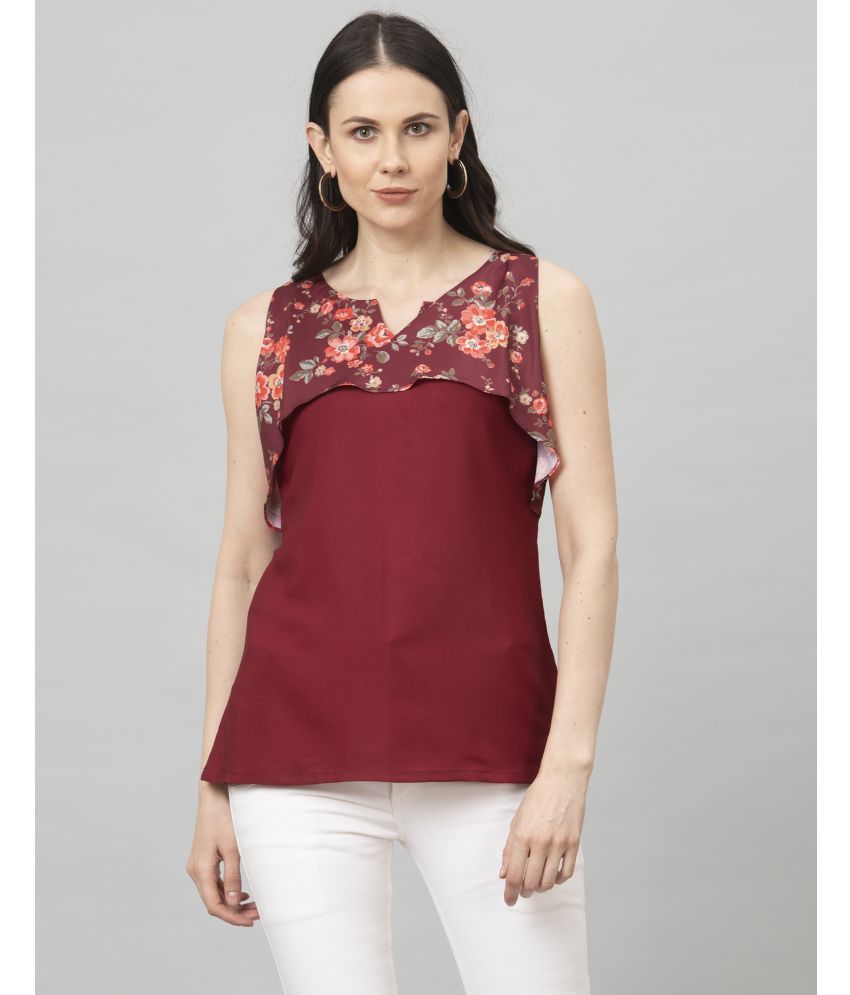     			Selvia Maroon Crepe Women's Regular Top ( Pack of 1 )