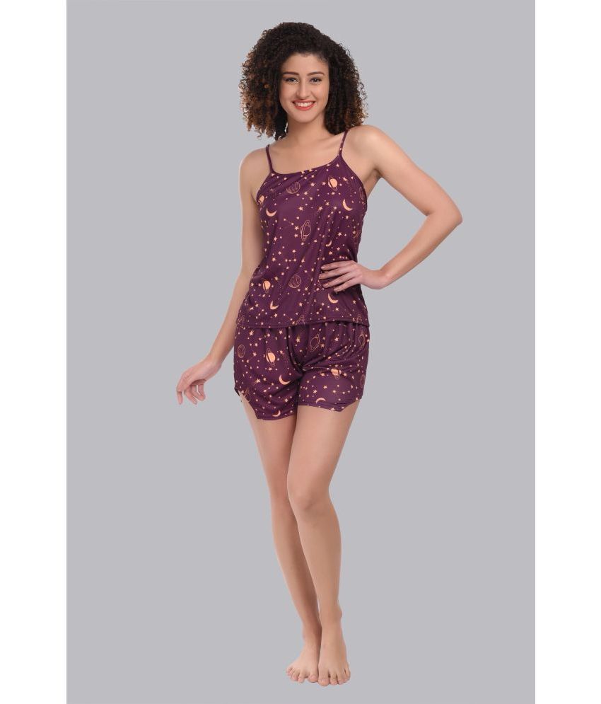     			ZIPOX Purple Lycra Women's Nightwear Nightsuit Sets ( Pack of 1 )