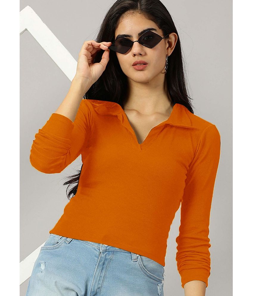     			AUSK Orange Cotton Blend Women's Crop Top ( Pack of 1 )