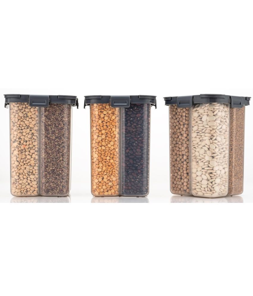     			Analog Kitchenware Dal/Pasta/Grocery PET Grey Multi-Purpose Container ( Set of 3 )