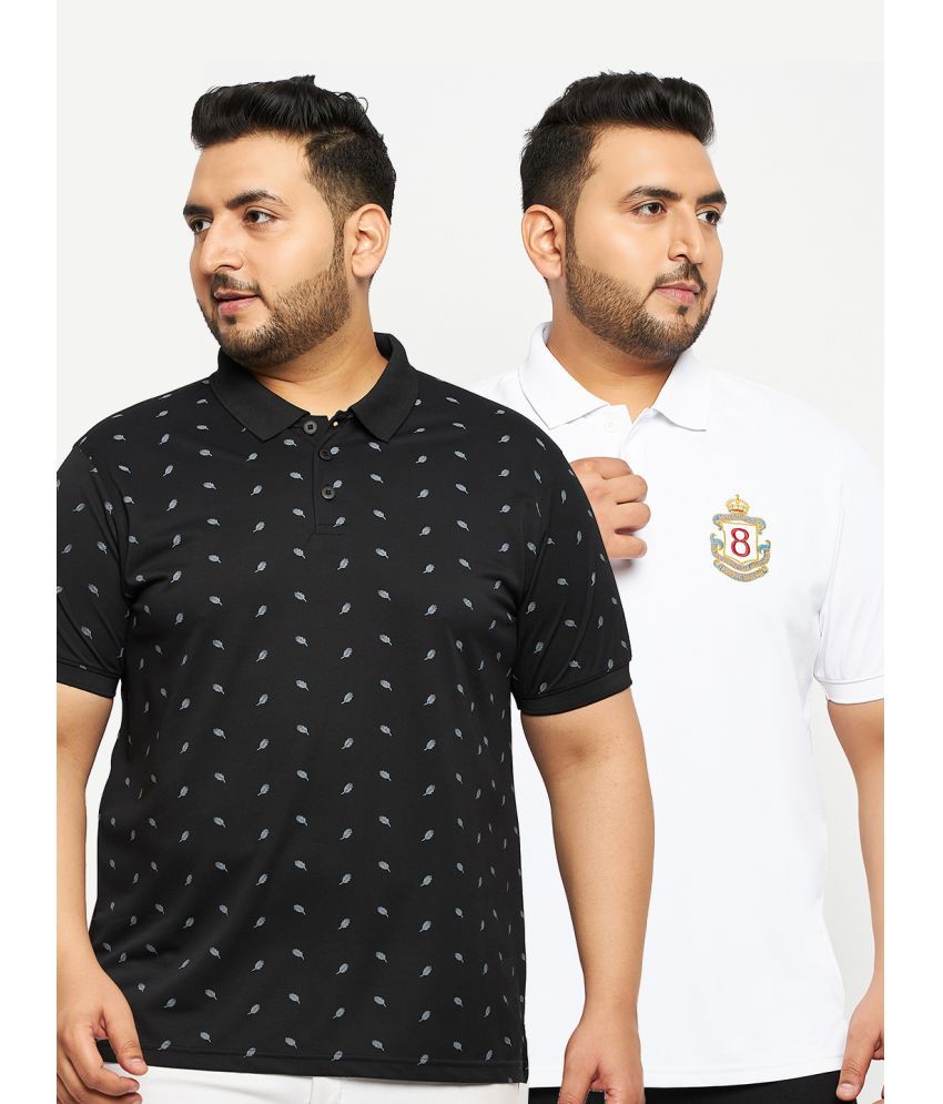     			Auxamis Pack of 2 Cotton Blend Regular Fit Printed Half Sleeves Men's Polo T Shirt ( Black )