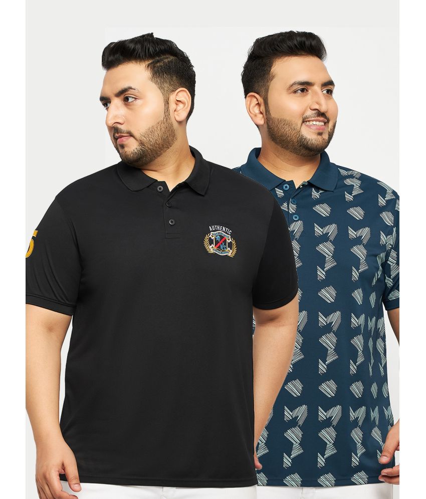     			Auxamis Cotton Blend Regular Fit Embroidered Half Sleeves Men's Polo T Shirt - Black ( Pack of 2 )