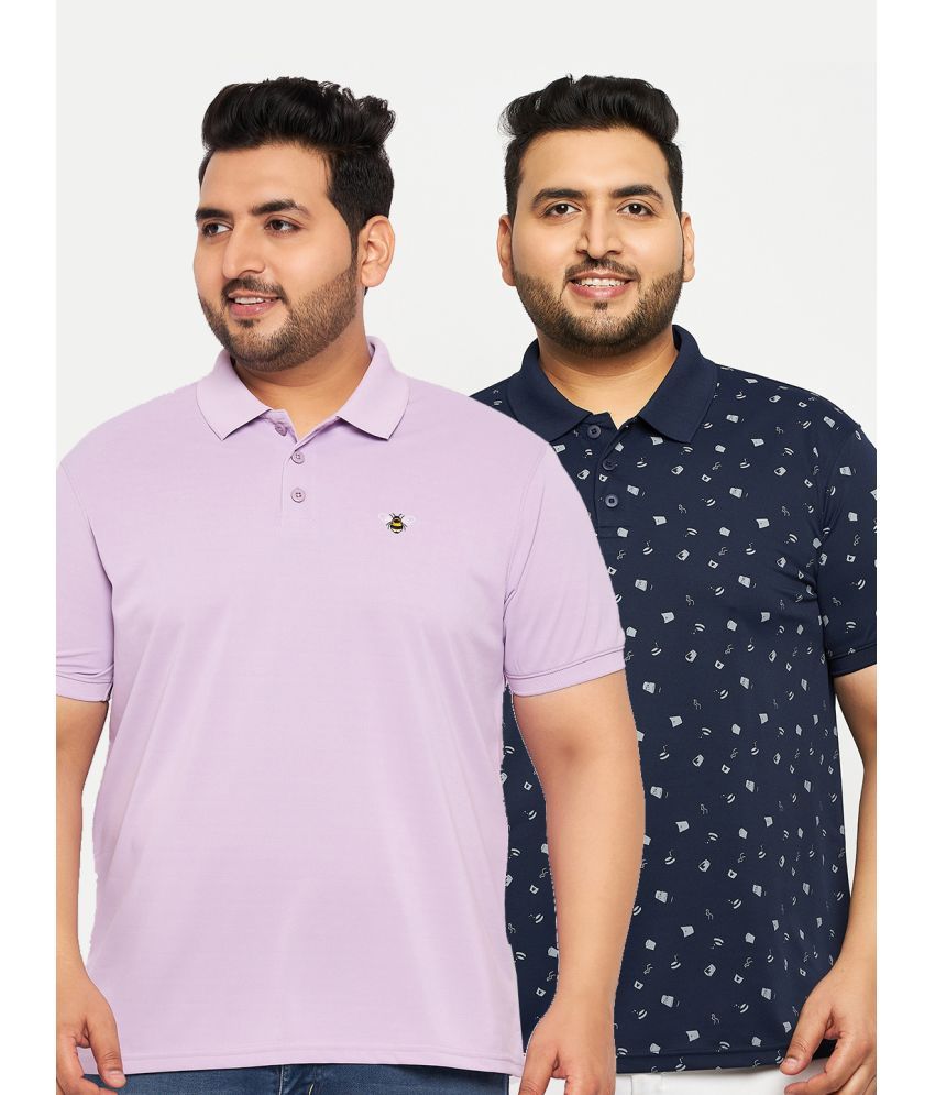     			Auxamis Pack of 2 Cotton Blend Regular Fit Solid Half Sleeves Men's Polo T Shirt ( Purple )